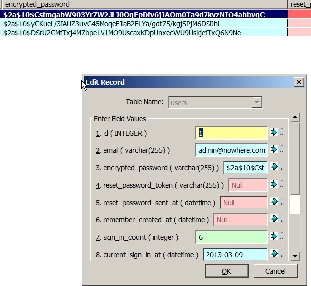 User Table Edit Record 1